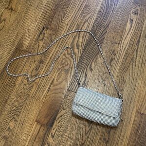 Mini Rhinestone Silver Chain Cross Body Bag